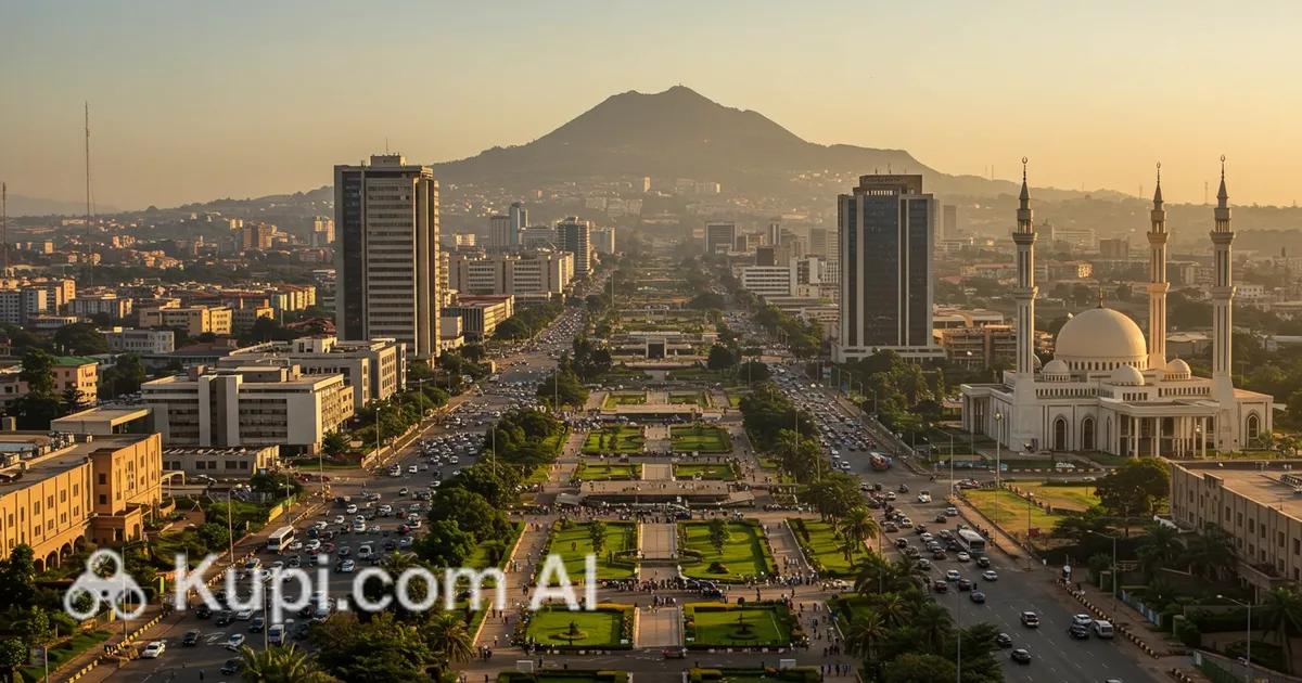 Lagos Nigeria skyline city lights with modern buildings